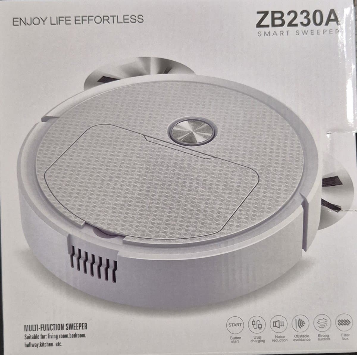 Smart robot stofzuiger (wit) met borstels en Veegdoek. 3 in 1.Zuigen, vegen en dweilen. — afbeelding 1