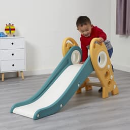 House Toys Kids Raketglijbaan - Eerste glijbaan, speelset voor binnen of buiten, tuinglijbaan groen en goud, H645 x B330 x D1250mm, LHT191GG — thumbnail 2