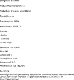 Mobiele airco 8000 BTU draagbare airconditioner met ontvochtiger ventilator afstandsbediening — thumbnail 2
