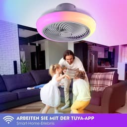Archi Plafond Ventilator met Verlichting - RGB LED Plafondlamp - Bluetooth Speaker – 50W – Tuya App & Afstandsbediening – 6 Snelheden — thumbnail 1