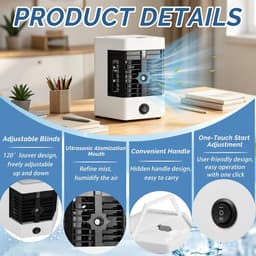 Mini airco draagbaar USB 5-in-1 luchtkoeler met timer, luchtbevochtiger en waterreservoir 375 ml — thumbnail 4
