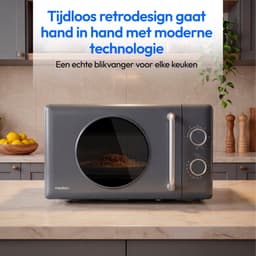 MEDION Retro magnetron met grill - 20 L - donkergrijs | 800 watt, 5 vermogensstanden, 3 combiprogramma’s, timer, ontdooifunctie, MD100119 — thumbnail 3