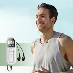 Mini Zakradio - FM 76-108MHz - USB-C Oplaadbaar - Wit - LCD Display - Draagbare Pocket Radio met Hoofdtelefoonaansluiting - Ultra Lichtgewicht - Clip-on — thumbnail 3