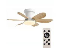 Stille Plafondventilator met Licht - Afstandsbediening - 40W - Plafondventilatorlamp - Woonkamer - 3 Snelheden - 6 Bladen - Bruin - 53 cm — afbeelding 1
