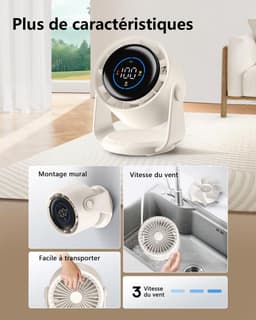 Ultra Powerful Silent Fan 100 Speed Desk Fan 105° Rotating Head USB Rechargeable Portable Fan for Office, Home, Bedroom, Car — thumbnail 2