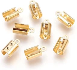 100 stuks roestvrijstalen gouden vouwoverkabeluiteinden voor armbandkettingen, ideaal voor het zelf maken van sieraden met een duurzame afwerking — thumbnail 1