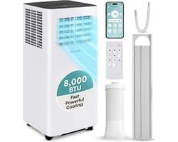 Mobiele Airco 8000 BTU – Draagbare Airconditioner – Ontvochtiger – LED-display – Wit — afbeelding 1