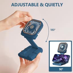 180° Opvouwbare Ventilator - 1 stuk - 167×80×19mm - Drie windsnelheden - 3000mAh batterij - Kan als powerbank gebruikt worden - Mini elektrische handventilator - Geschikt voor op reis, op kantoor en op vakantie - Blauw — thumbnail 3