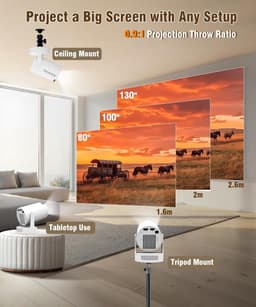 Mini-projector - Compact - 4K Ondersteuning - Draagbaar - Voor Thuis en Buiten — thumbnail 3