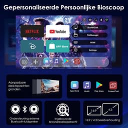 Mini Beamer - Draagbare Projector - Ondersteuning voor 1080P Full HD - WiFi 6 & Bluetooth 5.4 - Voor Slaapkamer en Buiten — thumbnail 2