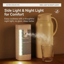 Mini Ventilator Met Nachtlamp - Draagbare Bureauventilator - Vernevelingsfunctie - USB Aansluiting - Afmeting 8,6×3,3 Inch - Geschikt voor Slaapkamer - Kantoor - Camper en Auto — thumbnail 4