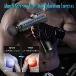 Massagepistool, Deep Tissue Massagepistool, Stille elektrische percussiemassager, Draagbare elektrische spiermassager met draagtas, 20 snelheden en LED-display, Grijs — thumbnail 5