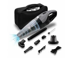 STAUS&BACH Kruimeldief met opbergtas en 3 HEPA-filters - Lichtgewicht kruimelzuiger snoerloos - Handstofzuiger voor auto - Zwart
