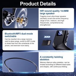 Hoofdtelefoon met V5.2 HiFi Stereo - IP65 Waterproof - 15 Uur Batterijduur - Perfect voor Sport en Fietsen - ShopVlot — thumbnail 5