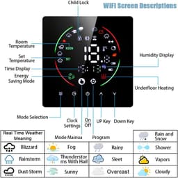 Slimme thermostaat - WIFI regelaar - Vloerverwarming regelen - App bediening - 16A belasting - Wit — thumbnail 4