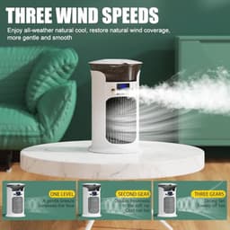 Mobiele Luchtkoeler met Verneveling - 880ml Watertank - 3 Snelheden - 7 Kleuren Nachtlampje - Fluisterstil 20 dB - USB-C Air Cooler - Wit — thumbnail 5