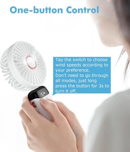 Draagbare ventilator, mini USB oplaadbare draagbare ventilator, kleine zakventilator met 5 snelheden en voet, 4200 mAh batterij, opvouwbare bureauventilator voor kantoor en buitengebruik — thumbnail 5