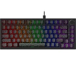 Ajazz AK820 – Mechanisch Toetsenbord 75% – Bedraad USB-C Gaming Keyboard – Hot Swap – Compact QWERTY – 82 Keys – Contourlijn zwart