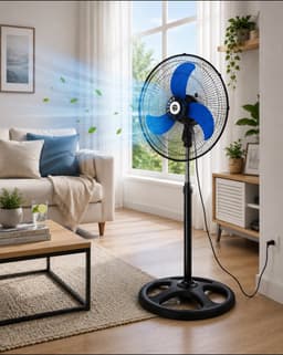Staande Ventilator 45 cm 75W – 3 Snelheden – Oscillerend – Verstelbare Hoogte – Zwart — thumbnail 1