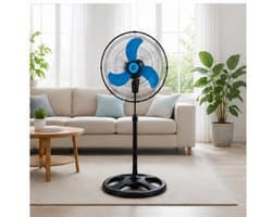 Staande Ventilator 45 cm 75W – 3 Snelheden – Oscillerend – Verstelbare Hoogte – Zwart