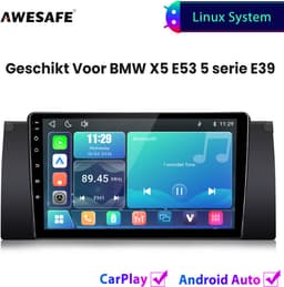 Awesafe Autoradio - Geschikt Voor BMW X5 E53 5 serie E39 - Draadloos Carplay Android Auto - Linux systeem - Touchscreen - Bluetooth Wifi — thumbnail 1