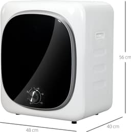 TEKROA® elektrische wasdroger - 800W 4kg met ventilatie, 5 droogstanden, roestvrijstalen trommel, voorlader - wit — thumbnail 5