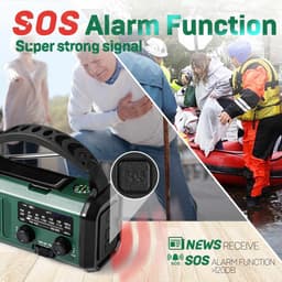 Solar Noodradio met Dynamo – 20.000 mAh Powerbank – AM/FM Radio – Zaklamp met SOS-Model 2026 — thumbnail 5