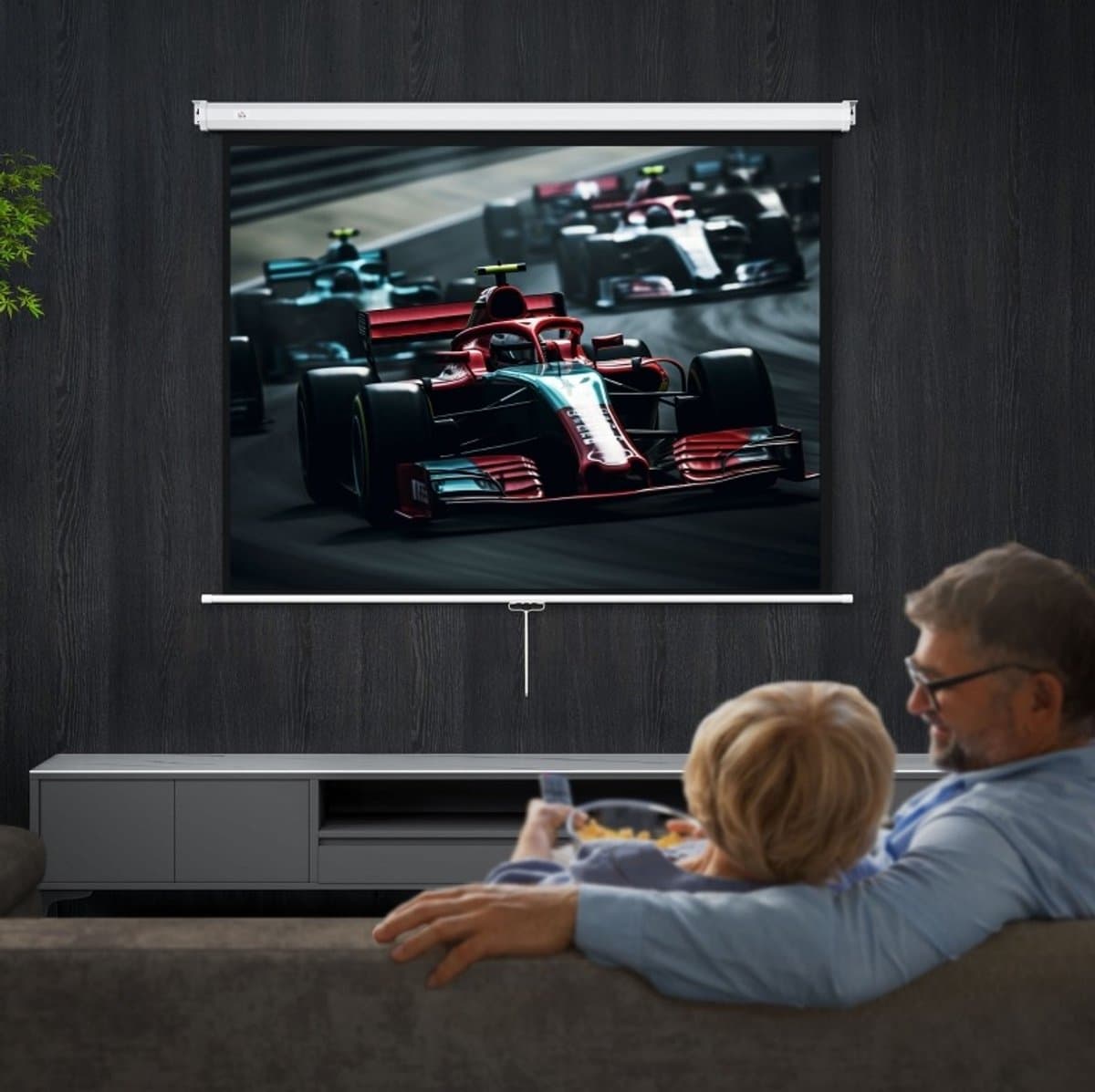 COVREO Beamerdoek 84 inch 4:3 wit, kunststof met hoogteverstelling — afbeelding 1