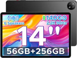 DOOGEE U14 - Tablet - 56 GB RAM (6+50 GB) + 256 ROM (2TB/TF) - GAMINI AI - 14 inch 2.2K+90 Hz - 14000 mAh/33W - 6 Speakers - RK3576S AI - 16 MP+8 MP - Android 16 - WiFi 6 - OTG - Zwart — thumbnail 1