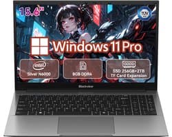 Blackview AceBook 5 Laptop - 15.6 inch Full HD - 8GB RAM - 256GB SSD - AMD Ryzen 3700U - Windows 11 Notebook - Radeon RX Vega 10 Graphics - Grijs