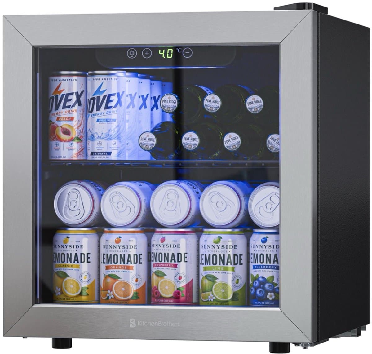 KitchenBrothers Drankkoelkast - 36L - Mini Koelkast - Glazen Deur - Minibar - 60 Blikjes - Zwart — afbeelding 1