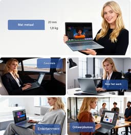 N16 Pro Laptop - 16 Inch 2.5K Mat Scherm - Intel Core Ultra 5 125H Processor - 24GB LPDDR5 Geheugen - 1TB SSD Opslag - Windows 11 - Zilvergrijs — thumbnail 5