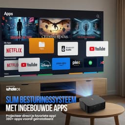 SnelShoppen - Draagbare Mini Beamer - Smart 1080P Full HD Projector met 4K Ondersteuning, WiFi, Bluetooth, Ingebouwde Speakers, Ideaal voor Thuisbiosc — thumbnail 2
