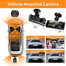 SnelShoppen - Dashcam voor Auto Met 3 Camera's, 1080p, 170° Ultrabrede Hoek, IR Nachtzicht, G-Sensor, 24-Uurs Parkeermodus, Wifi Loopopname, Ideaal Vo — thumbnail 5