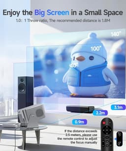 SnelShoppen - Mini Draagbare Projector 4K Full HD 1080P voor Thuisbioscoop, 600 ANSI Lumens, Android 14, WiFi 6, Bluetooth 5.4, Automatische Correctie — thumbnail 4