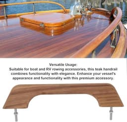 Teakhouten handvat voor boot, 12 inch weerbestendige leuning met 2 bouten, accessoires voor recreatievoertuigen, gemaakt van teakhout, uniek nerfpatroon, duurzaam, eenvoudige installatie, zacht en — thumbnail 4