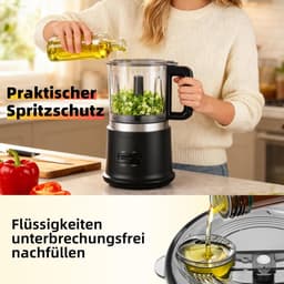 SnelShoppen - Krachtige 400W Keukenmachine met 2 Snelheden & Pulsefunctie | 4 RVS Messen & Klopper | 0.95L Afneembare Kom voor Hakken, Mengen, Emulger — thumbnail 3