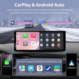 SnelShoppen - Draadloze Carplay & Android Auto met Dash Cam - 10.26" HD IPS Touchscreen, 4K Voor- en 1080P Achtercamera, Bluetooth Audio, GPS, Siri, L — thumbnail 4