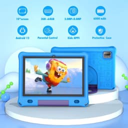 SnelShoppen - Kindertablet 10.1 inch Blauw - 64GB, 3GB RAM, Games, Iwawa Programma, Ouderlijk Toezicht, IPS Scherm met Bumper voor Kinderen — thumbnail 4