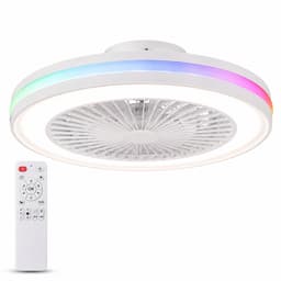 Slimme Plafondventilator met Lamp 50cm - RGB LED Verlichting - Dimbaar - App Bediening - Afstandsbediening - Google Home & Alexa - 6 Snelheden - Stille Ventilator voor Slaapkamer en Woonkamer — thumbnail 1