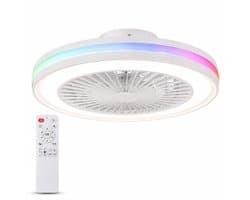 Slimme Plafondventilator met Lamp 50cm - RGB LED Verlichting - Dimbaar - App Bediening - Afstandsbediening - Google Home & Alexa - 6 Snelheden - Stille Ventilator voor Slaapkamer en Woonkamer