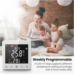 Slimme Thermostaat - Temperatuurregelaar - Energie Besparen - Wekelijks Programmeerbaar - 3A - Wit — thumbnail 4
