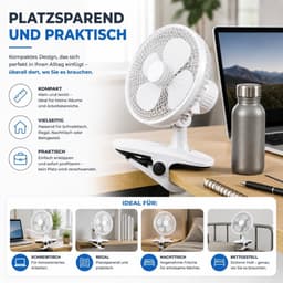 Tafelventilator - Bureau ventilator - Aangename frisheid - 90 graden zwenkfunctie - 30 cm - Wit — thumbnail 4