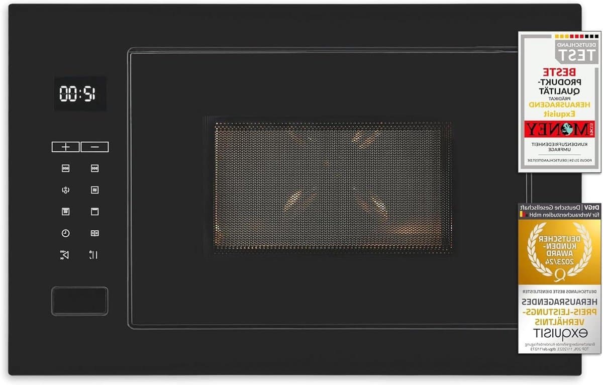 Inbouwmagnetron met Grill - Magnetronoven Magnetron - Snel Maaltijden Opwarmen - Roestvrijstalen Interieur - 25 Liter - Zwart — afbeelding 1