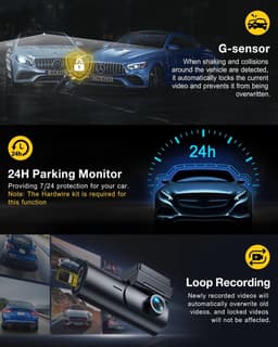 Dashcam Voor en Achter 4K UHD – Dashboardcamera met WiFi, Nachtzicht, Parkeermodus & 64GB SD-kaart inbegrepen — thumbnail 2