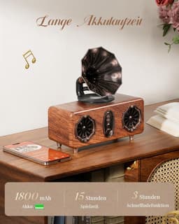 Retro Bluetooth Vintage FM-radio ondersteunt TF-kaart/AUX/USB draagbaar draadloos voor iPhone Android 10W luidspreker Bluetooth 5.4 1800 mAh — thumbnail 5