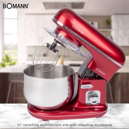 Keukenmachine - Kneedrobot mixer - Bakken en koken - Krachtige 1100W motor - 5 Liter kom - Rood — thumbnail 2