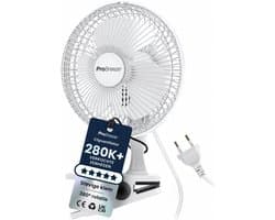Tafelventilator met Klem – Mini Ventilator – 360° Draaibaar – 2 Snelheden – Stil – 20 cm Wit