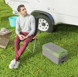 MEUNIQ mini koelkast 16,3L draagbare compressor koelbox met vriesfunctie -20 tot 20°C, 12/24V en 100-220V, ECO en MAX modus, voor auto, camping en boot, grijs — thumbnail 1