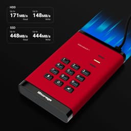 Draagbare Harde Schijf - Externe Opslag Beveiligde Schijf - Gegevens Beveiligen - Hardwareversleuteling - 1 TB - Rood — thumbnail 2